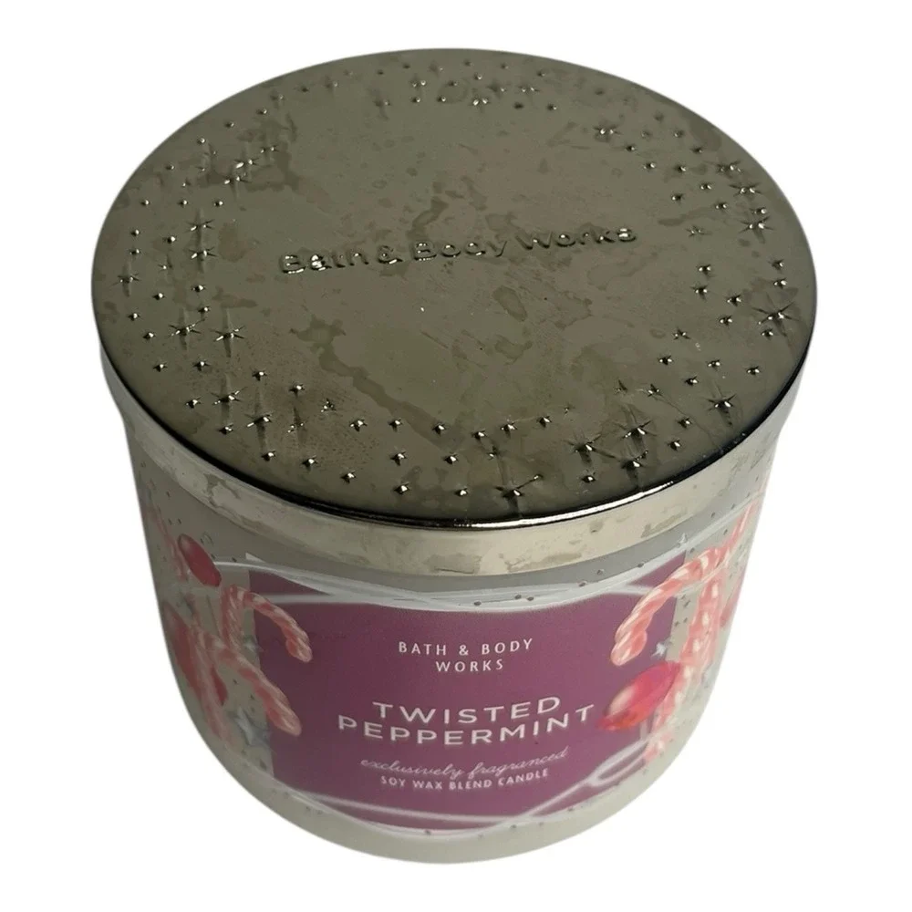 Bath & Body Works Twisted Peppermint 3 Wick Scented Candle  14.5 oz